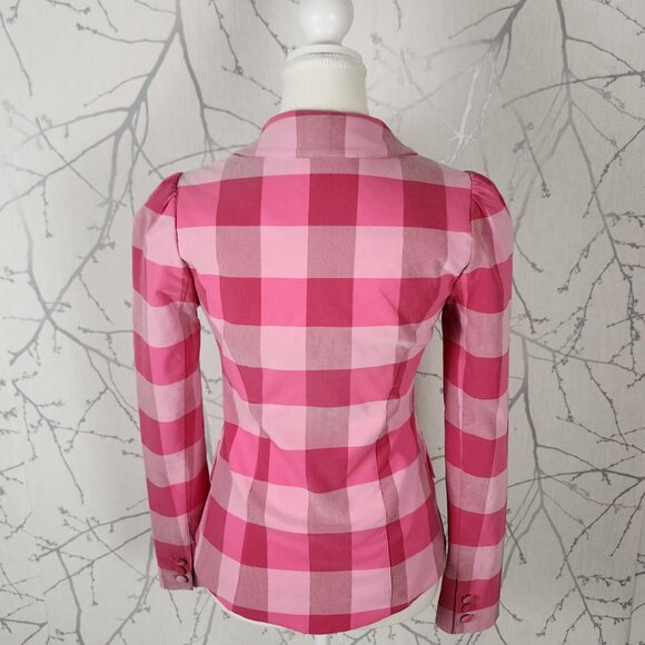 Autres Filles Pink Checks Stretch Single Button Blazer - Picture 3 of 6